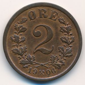 Norway, 2 ore, 1906–1907