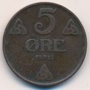 Norway, 5 ore, 1913