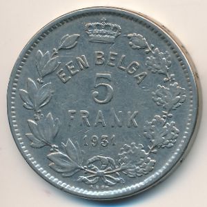 Бельгия, 5 франков (1931 г.)