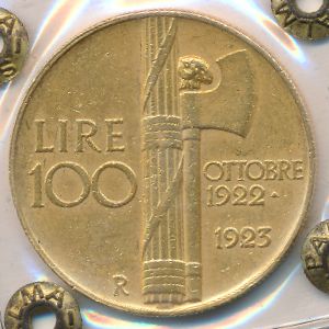 Italy, 100 lire, 1923
