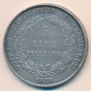 Ломбардия-Венеция, 5 лир (1848 г.)