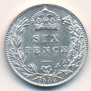 Великобритания, 6 пенсов (1902–1910 г.)