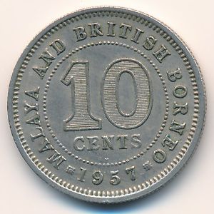 Malaya and British Borneo, 10 cents, 1957