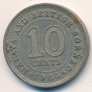 Malaya and British Borneo, 10 cents, 1960