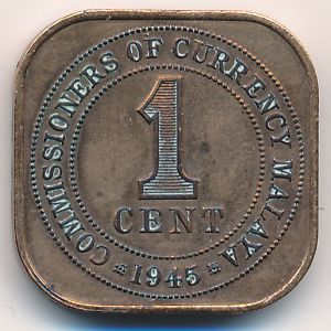 Malaya, 1 cent, 1945
