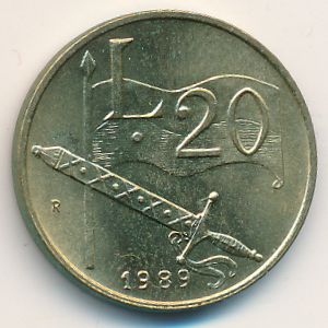 San Marino, 20 lire, 1989