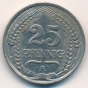 Германия, 25 пфеннигов (1909 г.)