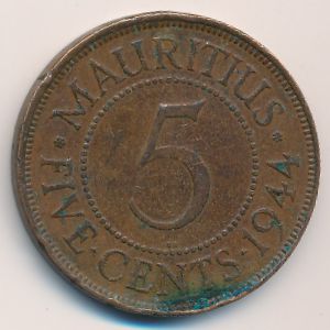 Маврикий, 5 центов (1944 г.)