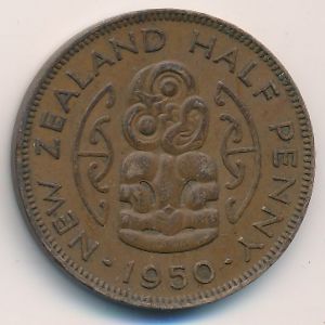 Новая Зеландия, 1/2 пенни (1950 г.)