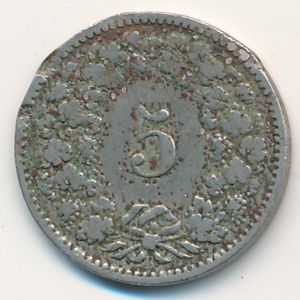 Швейцария, 5 раппенов (1890 г.)