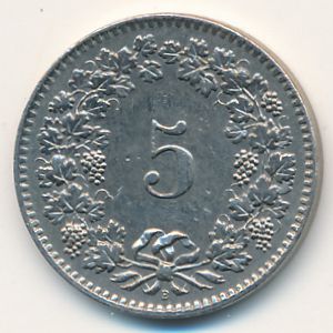 Швейцария, 5 раппенов (1958 г.)