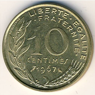 France, 10 centimes, 1962–2001