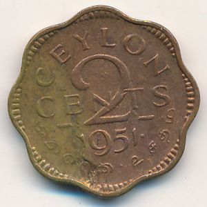 Цейлон, 2 цента (1951 г.)