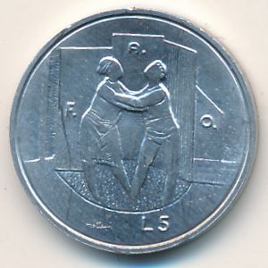 San Marino, 5 lire, 1976