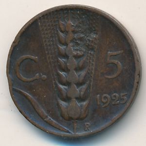 Италия, 5 чентезимо (1925 г.)