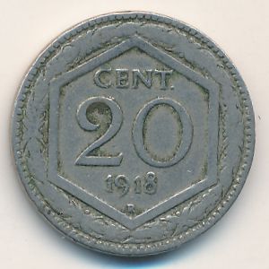 Италия, 20 чентезимо (1918 г.)