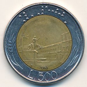 Италия, 500 лир (1983 г.)