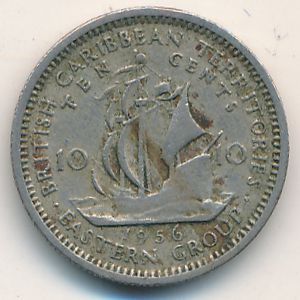 Восточные Карибы, 10 центов (1956 г.)