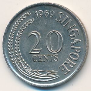 Сингапур, 20 центов (1969 г.)