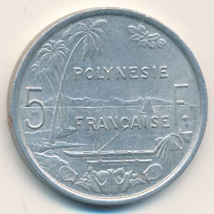 Французская Полинезия, 5 франков (1965 г.)