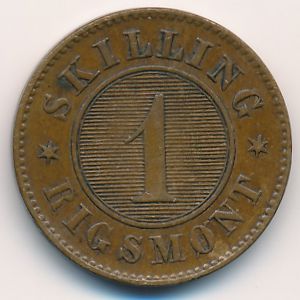 Denmark, 1 skilling rigsmont, 1867–1872