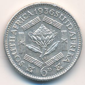 ЮАР, 6 пенсов (1936 г.)