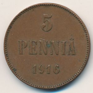 Финляндия, 5 пенни (1916 г.)