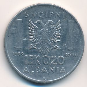 Албания, 0,20 лек (1939 г.)