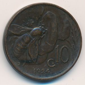 Италия, 10 чентезимо (1924 г.)