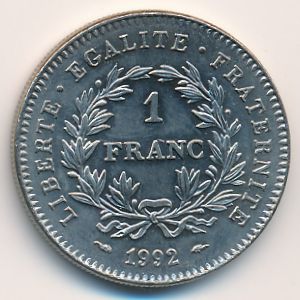 France, 1 franc, 1992