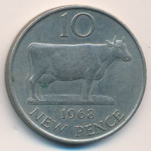 Guernsey, 10 new pence, 1968