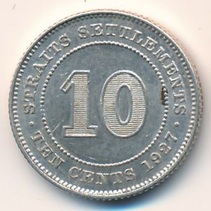 Straits Settlements, 10 cents, 1927
