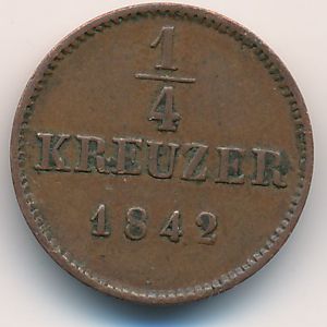 Wurttemberg, 1/4 kreuzer, 1842–1856
