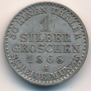 Рейсс-Обергрейз, 1 грош (1868 г.)