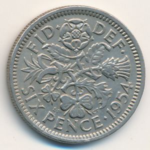 Великобритания, 6 пенсов (1954 г.)