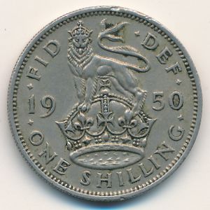 Великобритания, 1 шиллинг (1950 г.)