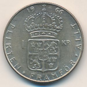 Швеция, 1 крона (1966 г.)