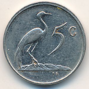 South Africa, 5 cents, 1986