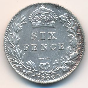 Великобритания, 6 пенсов (1906 г.)