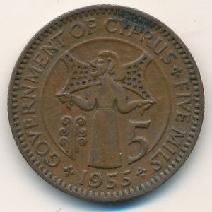 Кипр, 5 мил (1955 г.)