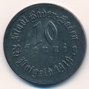 Баден-Баден., 10 пфеннигов (1919 г.)