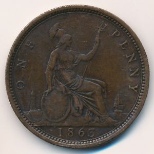 Великобритания, 1 пенни (1860–1874 г.)