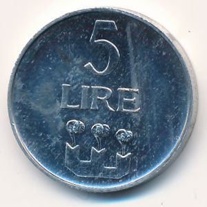 San Marino, 5 lire, 1972