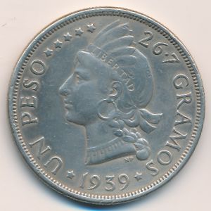 Dominican Republic, 1 peso, 1939–1952
