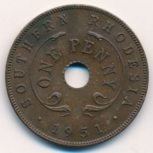 Southern Rhodesia, 1 penny, 1951