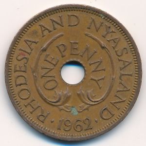 Rhodesia and Nyasaland, 1 penny, 1962