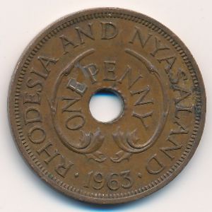 Rhodesia and Nyasaland, 1 penny, 1963