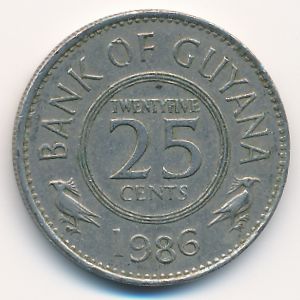 Гайана, 25 центов (1986 г.)