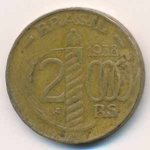 Brazil, 2000 reis, 1938