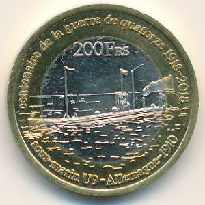 Остров Тромлен., 200 франков (2018 г.)